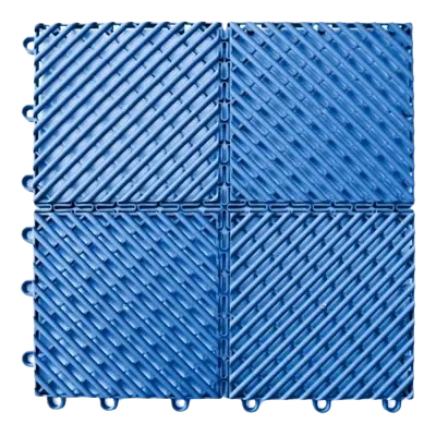Blue interlocking garage floor tile