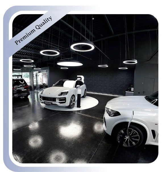 Glossy black epoxy garage floor.