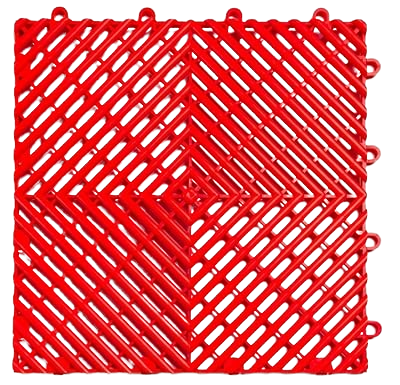 Red interlocking garage floor tile
