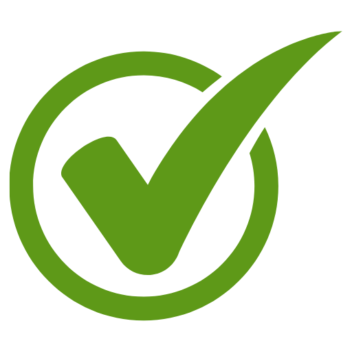 Green checkmark inside a circle, symbolizing completion or approval