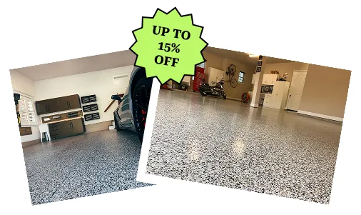 Epoxy garage flooring with up to 15% off sale